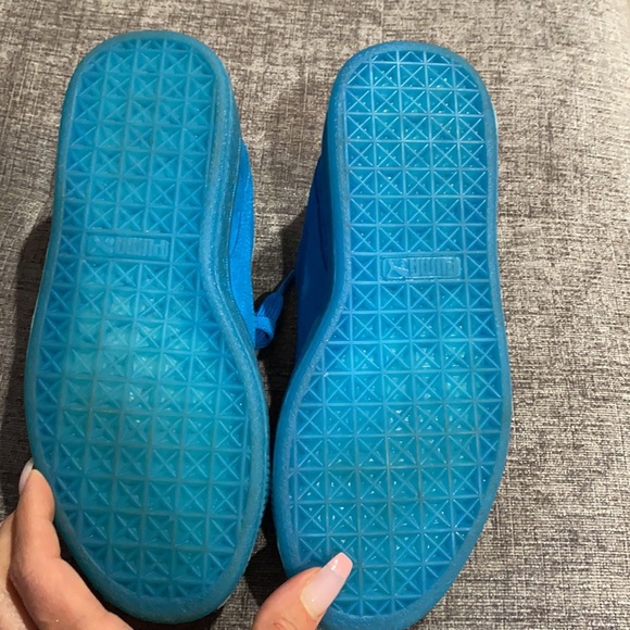 Puma Sneakers Turquoise Suede Sz 4 - Picture 5 of 6